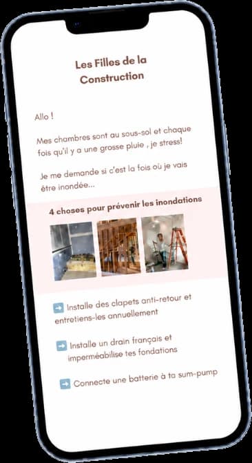 Aperçu de l’infolettre des Filles de la construction sur un téléphone